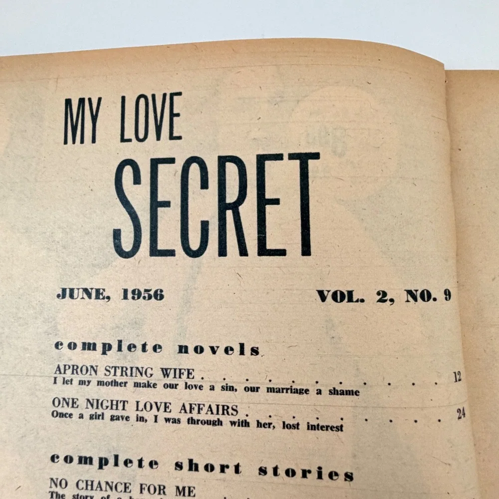 My Love Secret Magazine June 1956 Romance Pulp Fiction Vintage